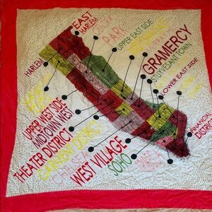 Vintage, Colorful New York Map Scarf.